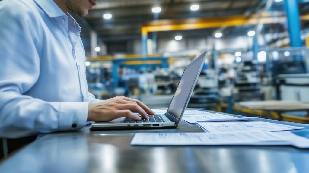 Purchasing agent in a factory office